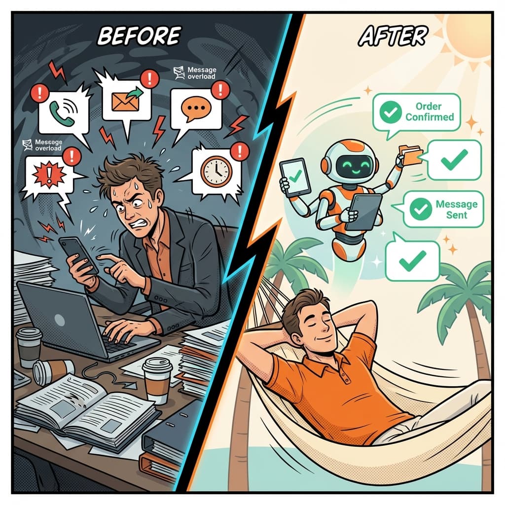 Before and After using LazyReply AI Chatbot